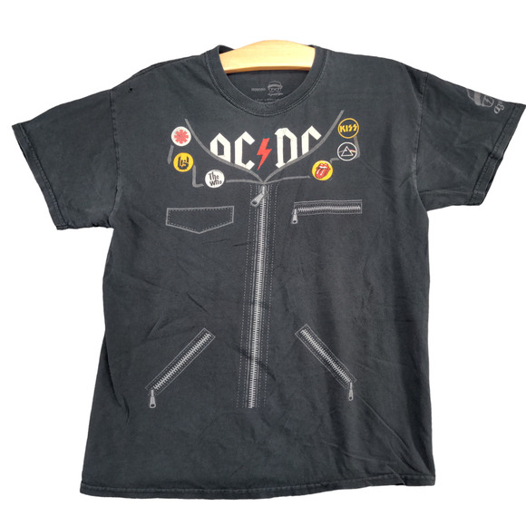 ACDC Men's Rock & Roll T-Shirt Black Medium Short Sleeve The Who KISS Pink Floyd - Picture 1 of 12
